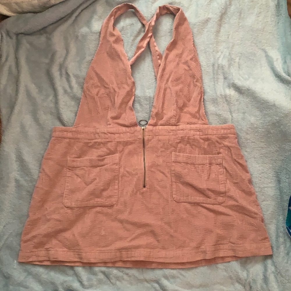 Pink corduroy overall skirt
